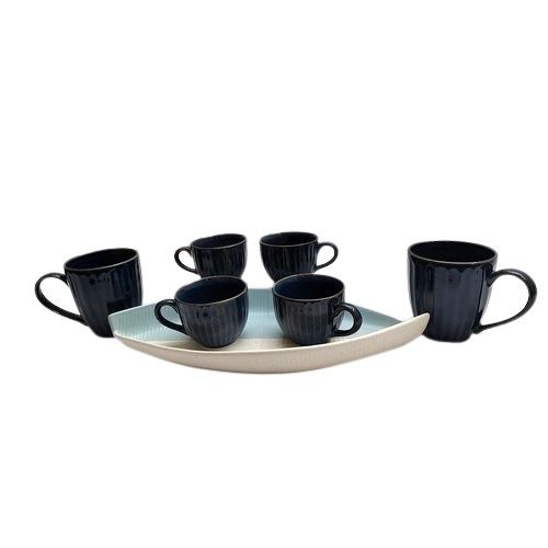 Ceramic Platter With Tea Cups And Coffee Mugs