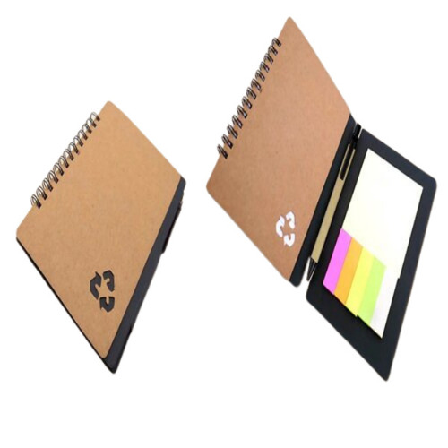 पेन और स्टिकी पैड के साथ इको राइटिंग नोटबुक