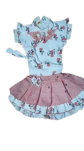 Multi-Color Printed Kids Girls Frocks With Tops