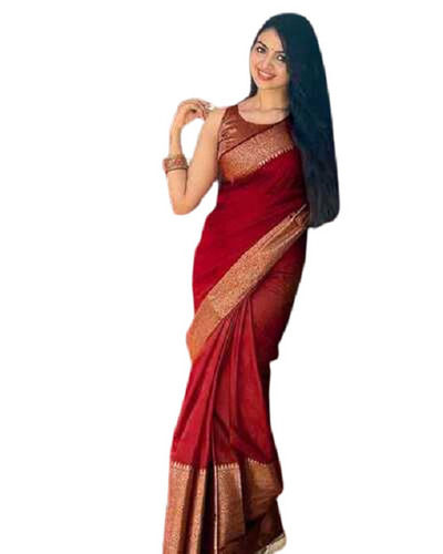 Casual Wear Lightweight Shrink Resistant Plain Breathable Sarees For Ladies