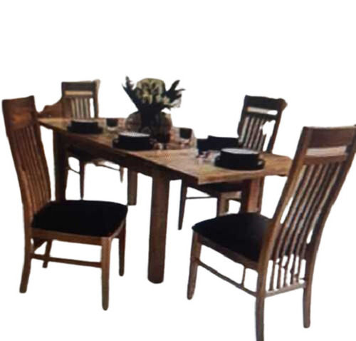 Floor Mounted Indian Style Termite Resistant Wooden 4 Seater Dining Table Set