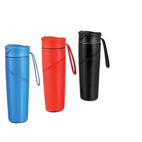 Blue Mighty Magic Stainless Steel Coffee Mug With Silicon Strap - 350Ml (Spill Free Design)