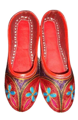 Multi Color Embroidered Leather Jutti For Ladies