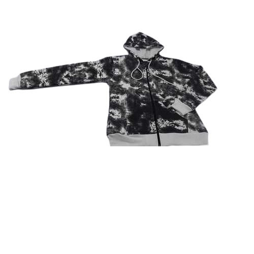 Mens Regular Fit Printed Full Sleeves Zipper Hood Sweatshirt Size: Extra Small