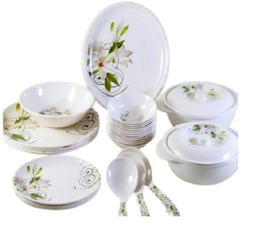 Round Shape Lightweight Crack And Scratch Resistant Printed Melamine Dinner Set