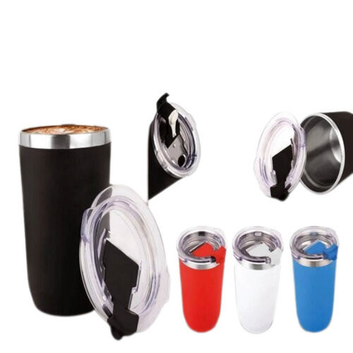 Red Stainless Steel Coffee Mug With Premium Clear Cap And Flip Top Lid - Capacity 350Ml Approx