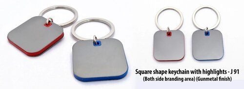 Grey Square Shape Keychain With Highlights