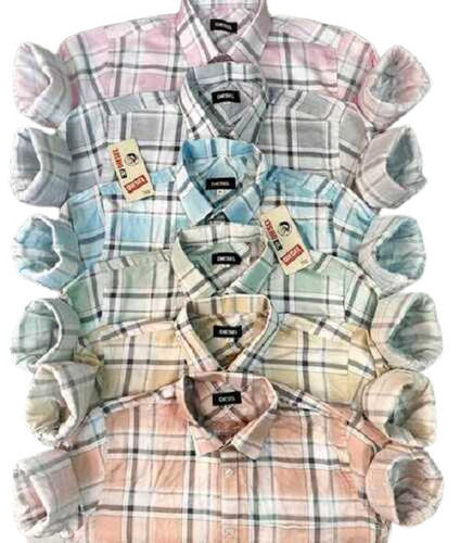 Multi Color Full Sleeves Casual Wear Twill Checks Mens Shirts