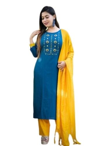 Comes In Various Colors Rayon Fancy Kurti With Embroidered Work