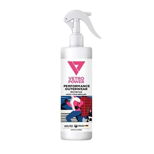 Vetro Power Performance Outerwear Protector Spray, Invisible Water and Stain Repellent Formula, Non-Toxic, Protects Performance Apparels, Gloves, jackets, Pants, Water-Proof Clothing and many more,