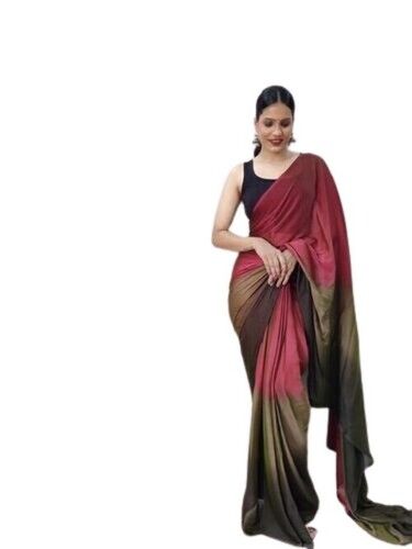 Various Sizes Are Available Plain Pattern Chiffon Saree For Party Wear