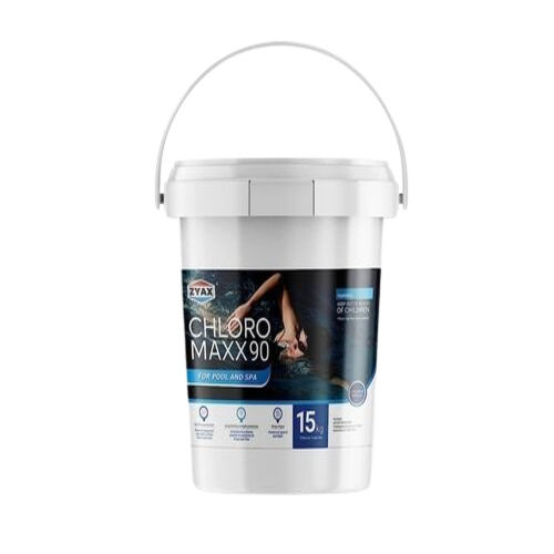 ZYAX Chloro MAXX 90 TCCA 90 Pool Water Treatment Granules Pool Surface Protection, Sunlight Protection, Stops Algae 15 KG Pack