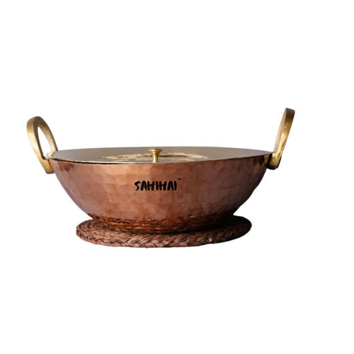 Hammered Copper Kadhai With Lid