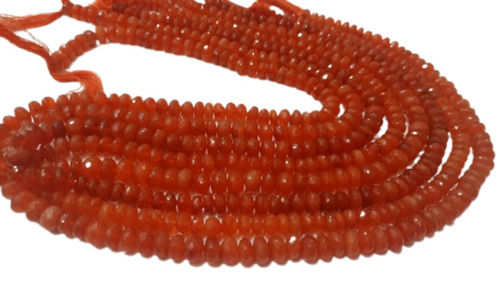 Orange Natural Carnelian Rondelle Faceted Gemstone Beads - 8Mm