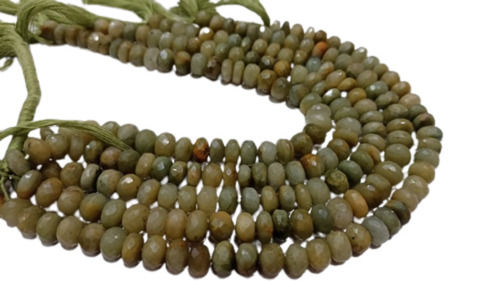 Green Natural Cat'S Eye Rondelle Faceted Beads - 8Mm