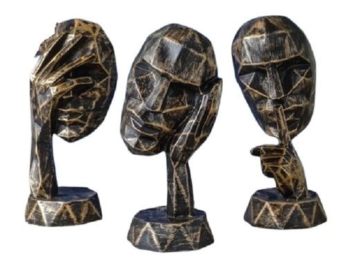 Resin Geometric Thinking Human Face Statue