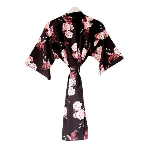 White Kimono Type Printed Cotton Robe