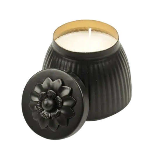 Black Iron Container Candle - 300g Wax, 3-Inch Height, 1.5-Inch Diameter | Easy to Clean, Perfect for Home Decoration