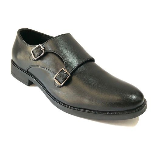 Crust Leather Double Monk Leather Shoes