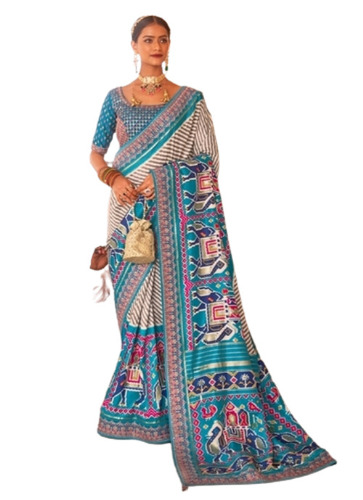 Multi Color Printed Pattern Ladies Silk Sarees