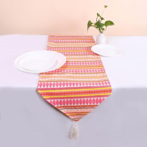 Printed Cotton Canvas Table Runner with Tassel