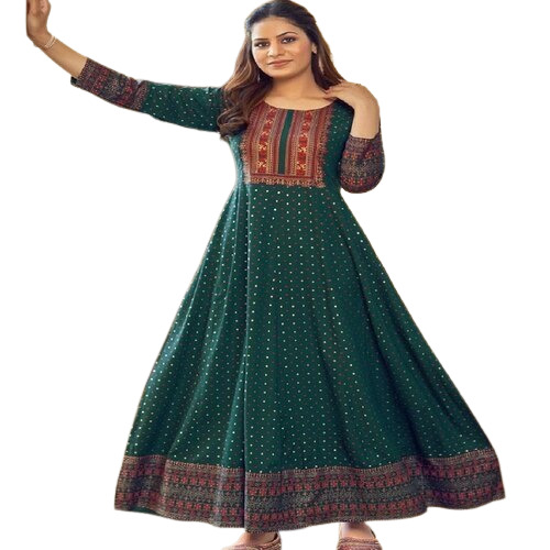 3/4th Sleeves Printed Pattern Round Neck Ladies Kurti