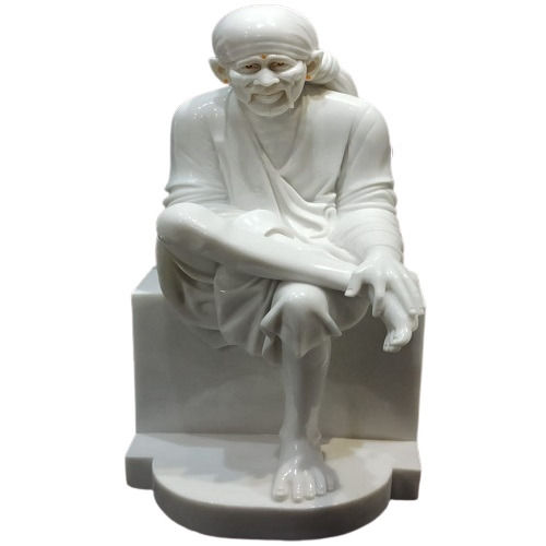 Handcrafted Divine Sculpture Marble Sai Baba Statue