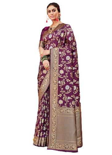 Party Wear Lightweight Shrink Resistant Printed Designer Baluchari Sarees For Ladies