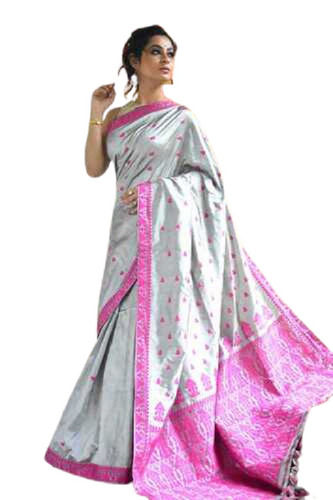 Party Wear Lightweight Shrink Resistant Printed Traditional Assam Silk Saree For Ladies