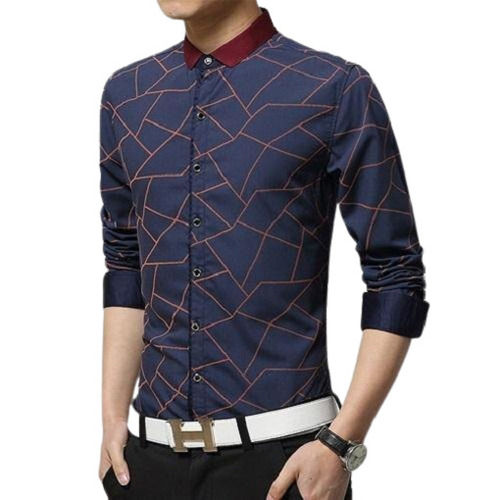 Casual Wear Regular Fit Full Sleeve Breathable Cotton Mens Printed Shirts Size: Customized