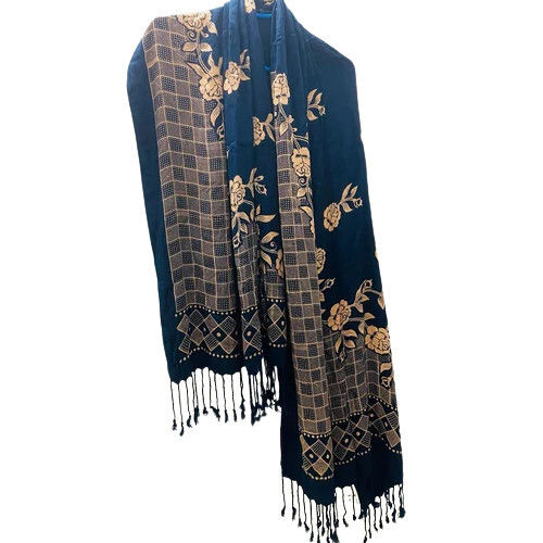 Blue and Golden Satin Discharge Stole