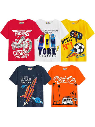 Casual Wear Round Neck Regular Fit Half Sleeve Printed Cotton Boys T-shirts