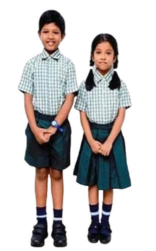 Daily Wear Breathable Regular Fit Short Sleeves Printed Cotton School Uniform