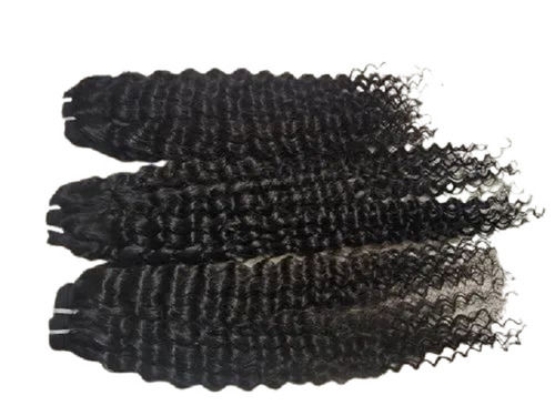 Daily Usable Shiny Silky Natural Black Long Curly Human Hair Wigs For Ladies