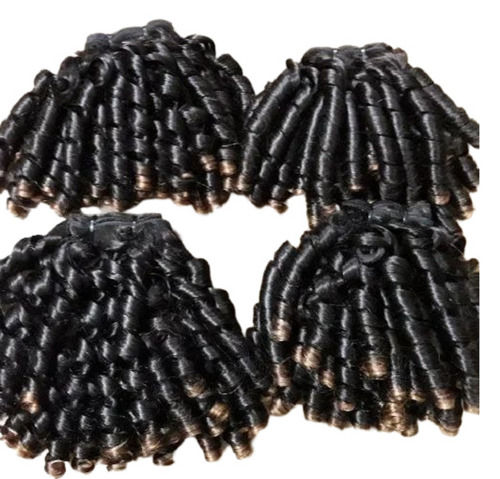 Shiny Silky Natural Black Human Curly Hair Extensions For Ladies