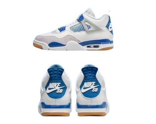 White & Blue Light Weight Retro 4 Air Jordans Shoes