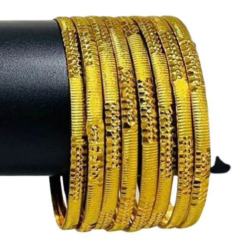 Traditional Look Lightweight Party Wear Round Shape Gold Bangles For Ladies