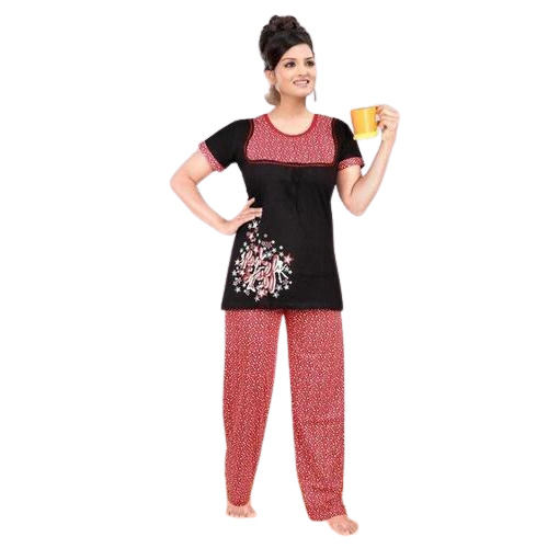 Ladies Multicolour Printed Hosiery Night Suit