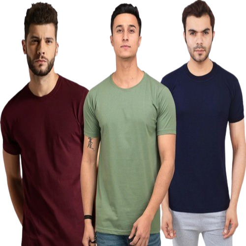 Mens Round Neck T-Shirts - 100% Cotton Single Jersey, Multiple Colors, Short Sleeves, Hypoallergenic, Durable and Comfortable Fit