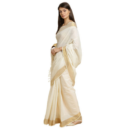 Casual Wear Lightweight Shrink Resistant Plain Linen Saree For Ladies