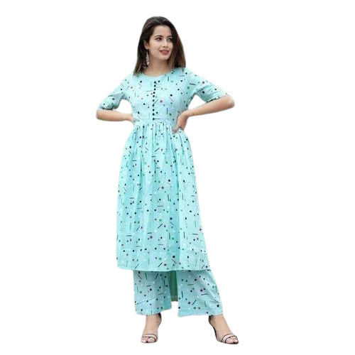 Casual Wear Regular Fit Round Neck Half Sleeve Printed Designer Kurtis For Ladies