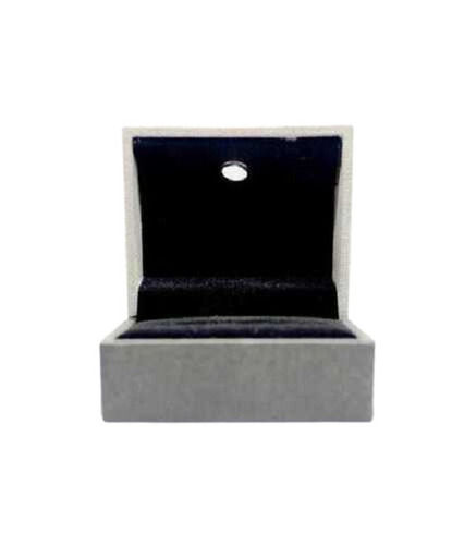 Portable And Lightweight Square Shape Grey Velvet Jewelry Ring Box