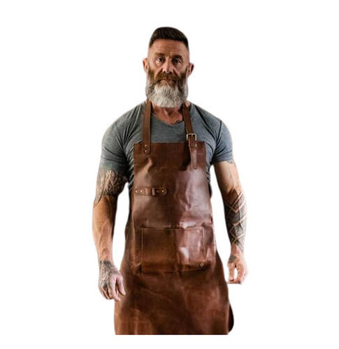 Cooking Wear Regular Fit Halter-neck Sleeveless Plain Leather Aprons For Kitchen