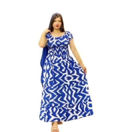 Women Off Shoulder Printed Long Cotton Dress Bust Size: 32