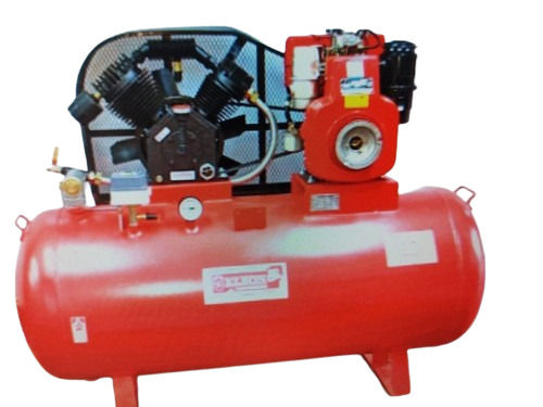 Industrial Air Compressor - Electric Powered, Rust-Free Metal Construction | New, Corrosion Resistant, Lubricated, Red and Black