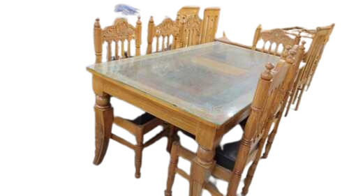 Designer Wooden Glass Dining Table Set