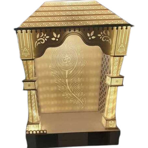 Golden Color Designer Corian Pooja mandir