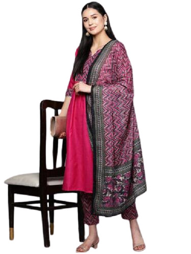 Baby Pink Solid Kurta With Palazzo Pants Online - Idalia