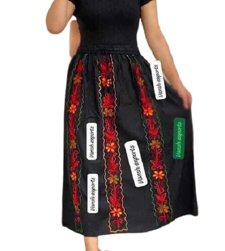 5 To 6 Colours Available Women Mid Length Embroidered Skirts