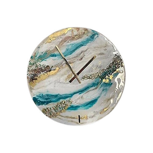 Handmade Round Marble Resin Analog Wall Clock